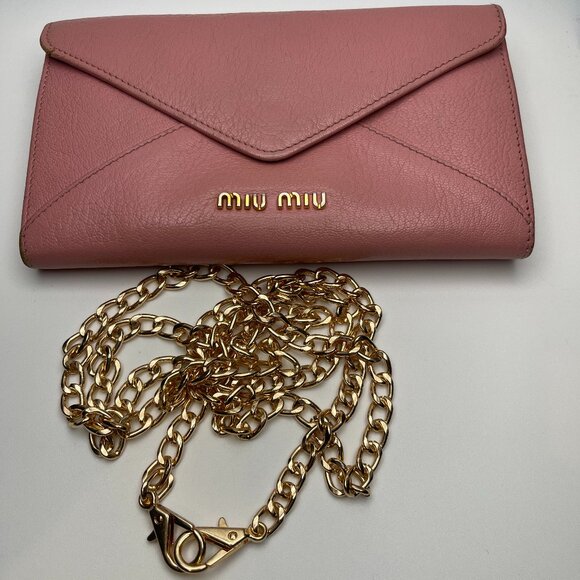 Miu Miu Pink Madras Leather Envelope-style Wallet Clutch - Preowned - Picture 13 of 14